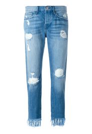 Jeans crop con orlo sfrangiato