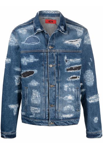424 distressed denim jacket - Blu