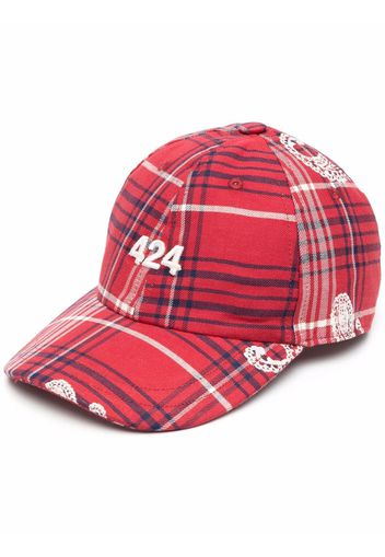 424 tartan check print cap - Rosso