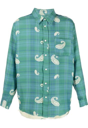 424 check print octopus shirt - Verde