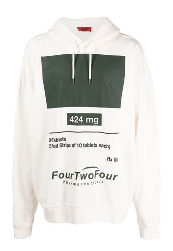 424 graphic-print cotton hoodie - Bianco