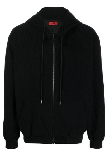 424 textured logo-embroidered hoodie - Nero