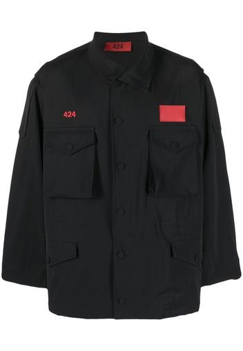 424 asymmetric logo-patch shirt jacket - Nero