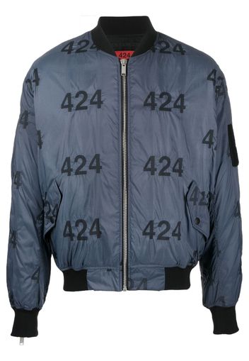 424 logo-print quilted bomber jacket - Blu