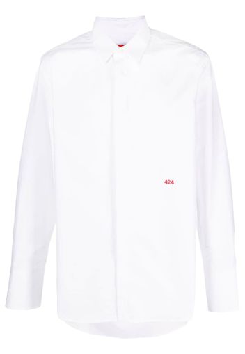 424 embroidered logo long-sleeve shirt - Bianco