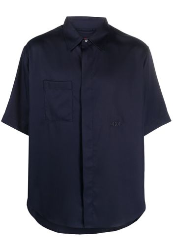 424 logo-embroidered short-sleeve shirt - Blu