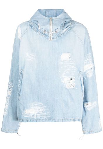 424 distressed cotton hooded jacket - Blu