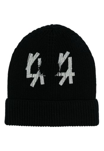 44 LABEL GROUP logo-detail knitted beanie hat - Nero