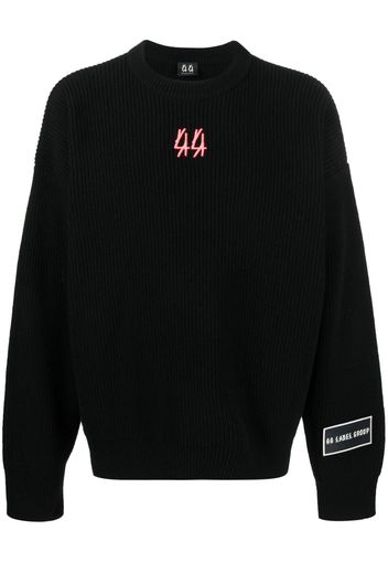 44 LABEL GROUP Kelvin logo-patch ribbed-knit jumper - Nero