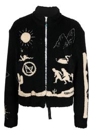 4SDESIGNS cotton graphic-print zipper - Nero