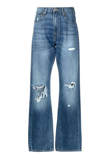 7 For All Mankind Rami ripped-knee straight jeans - Blu