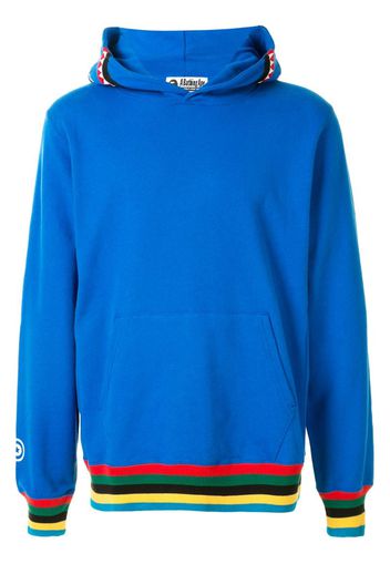 stripe-trim fitted hoodie