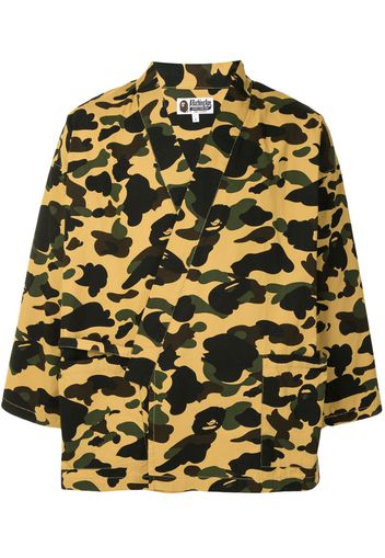 camouflage-print kimono shirt