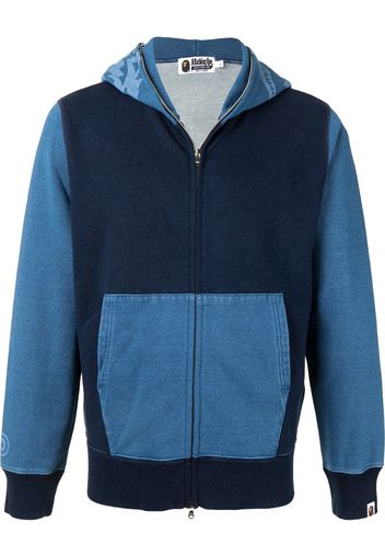 panelled zip-up hoodie