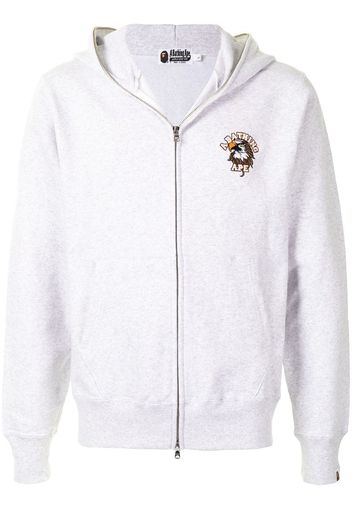 Eagle motif zip-up hoodie