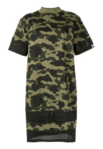 camouflage-print mesh-panel T-shirt dress