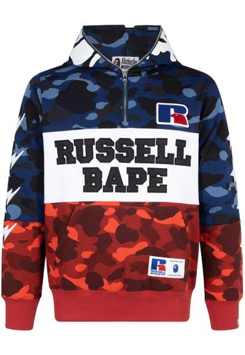 A BATHING APE® x Russell Color Camo Ape half-zip hoodie - Blu