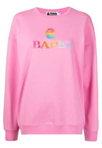 A BATHING APE® logo-embroidered cotton sweatshirt - Rosa