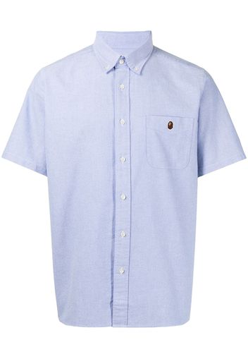 A BATHING APE® embroidered logo cotton shirt - Blu