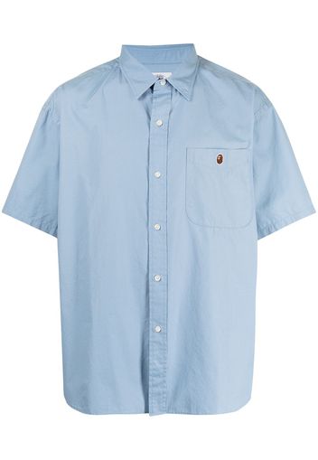 A BATHING APE® embroidered logo cotton shirt - Blu