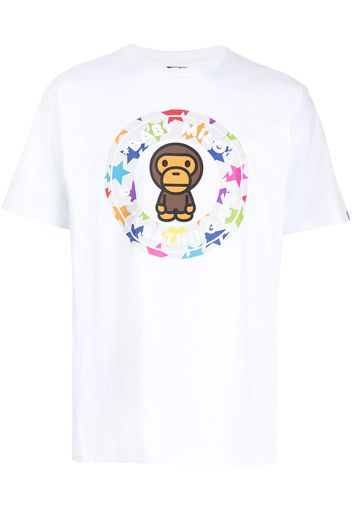 A BATHING APE® Baby Milo-print cotton T-shirt - Bianco