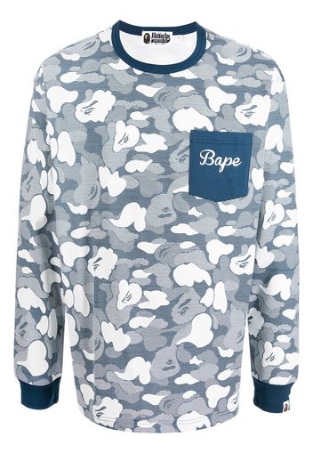 A BATHING APE® shark camouflage-print long-sleeve top - Blu