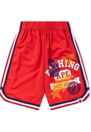 A BATHING APE® logo-print basketball shorts - Rosso