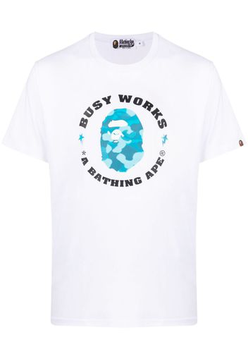 A BATHING APE® logo-print cotton T-shirt - Bianco
