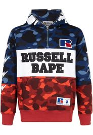 A BATHING APE® x Russell Color Camo Ape half-zip hoodie - Blu
