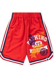 A BATHING APE® logo-print basketball shorts - Rosso