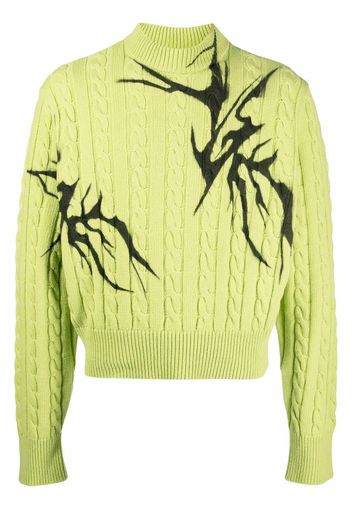 A BETTER MISTAKE tattoo-print cable-knit sweater - Verde