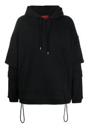 A BETTER MISTAKE layered-sleeve graphic-print hoodie - Nero