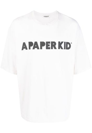 a paper kid logo-print cotton T-shirt - Toni neutri