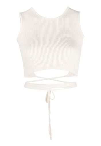 a paper kid ribbed-knit cropped top - Toni neutri