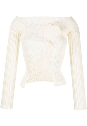 A. ROEGE HOVE ribbed off-shoulder knitted top - Toni neutri