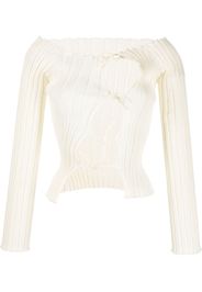 A. ROEGE HOVE ribbed off-shoulder knitted top - Toni neutri