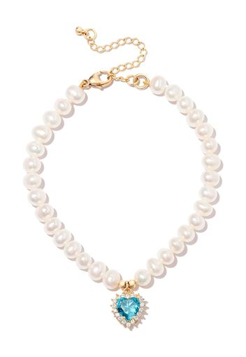 A Sinner in Pearls 18kt yellow gold blue heart pearl bracelet - Oro