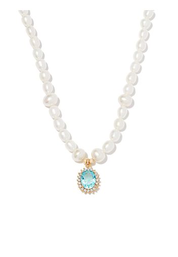 A Sinner in Pearls pearl beaded crystal pendant necklace - Bianco