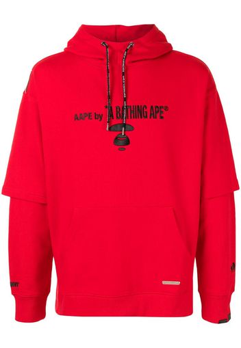 layered logo print hoodie