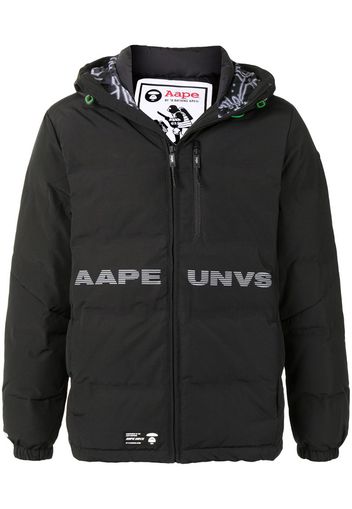 logo print hooded padded jacket