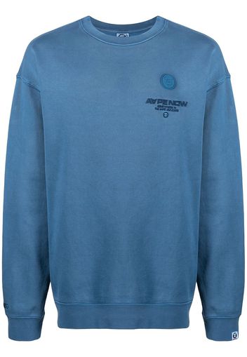 AAPE BY *A BATHING APE® logo-embroidered cotton sweatshirt - Blu