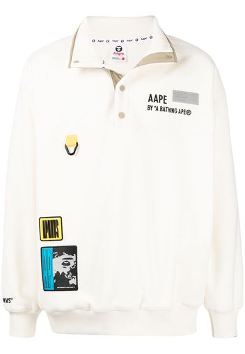 AAPE BY *A BATHING APE® Felpa con applicazioni - Bianco