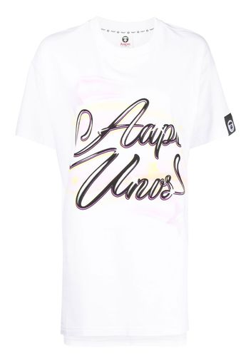 AAPE BY *A BATHING APE® spray-paint effect logo T-shirt - Bianco