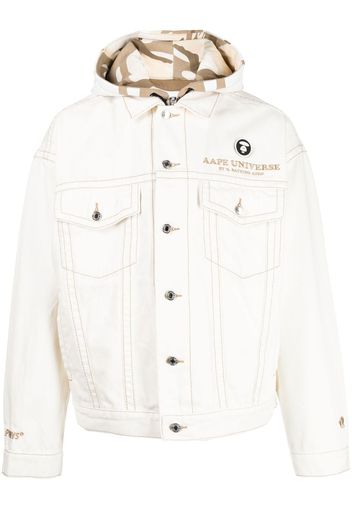 AAPE BY *A BATHING APE® Giacca denim con ricamo - Bianco