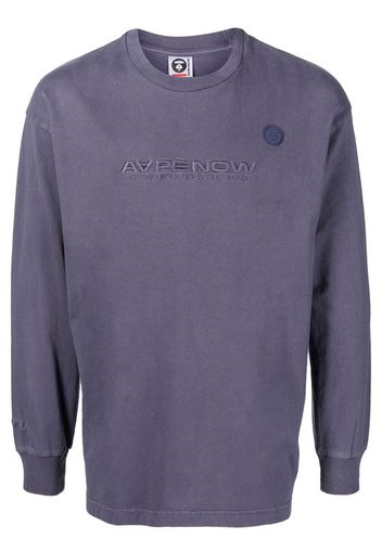 AAPE BY *A BATHING APE® logo-embroidered long-sleeved T-shirt - Grigio