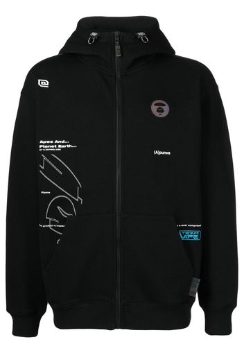 AAPE BY *A BATHING APE® graphic logo-patch zip-up hoodie - Nero