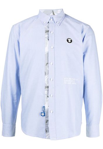 AAPE BY *A BATHING APE® logo-patch cotton shirt - Blu