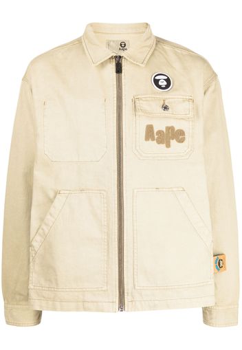 AAPE BY *A BATHING APE® chenille logo patch-detail lightweight jacket - Toni neutri