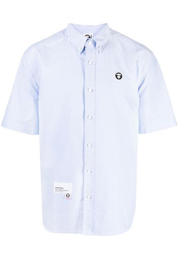 AAPE BY *A BATHING APE® logo-detail short-sleeve cotton shirt - Blu