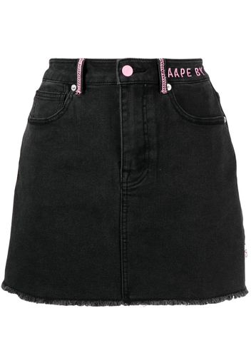 AAPE BY *A BATHING APE® embroidered-logo denim skirt - Nero